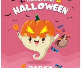 Halloween template with cute monster vectors 05