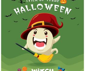 Halloween template with cute monster vectors 06