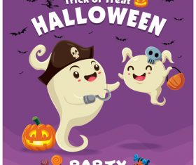 Halloween template with cute monster vectors 07