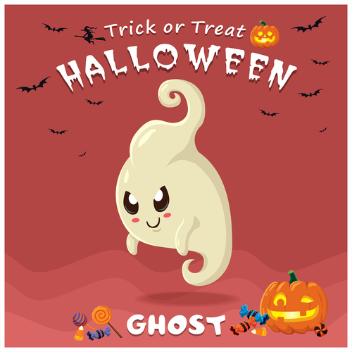 Halloween template with cute monster vectors 08