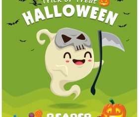 Halloween template with cute monster vectors 09