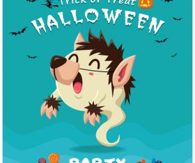 Halloween template with cute monster vectors 10
