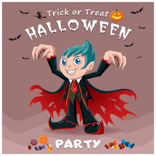 Halloween template with cute monster vectors 11