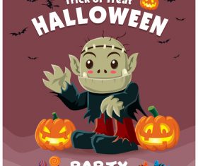 Halloween template with cute monster vectors 13