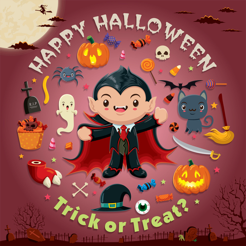 Halloween trick or treat background vector 01