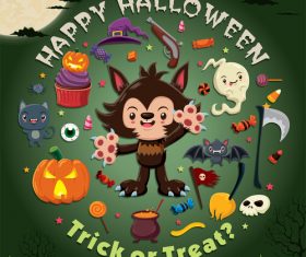 Halloween trick or treat background vector 02