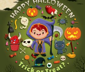 Halloween trick or treat background vector 05
