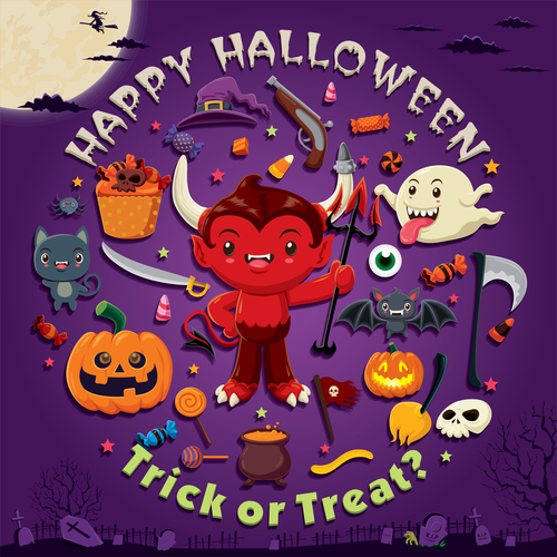 Halloween trick or treat background vector 06