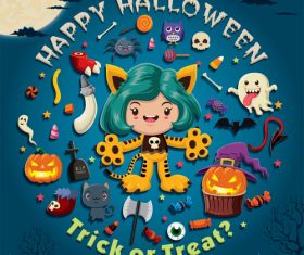 Halloween trick or treat background vector 07