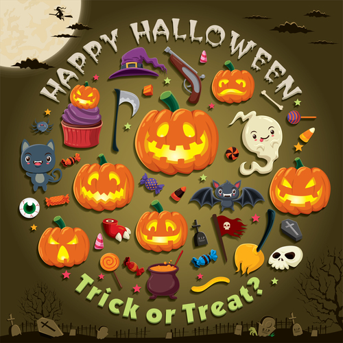 Halloween trick or treat background vector 08