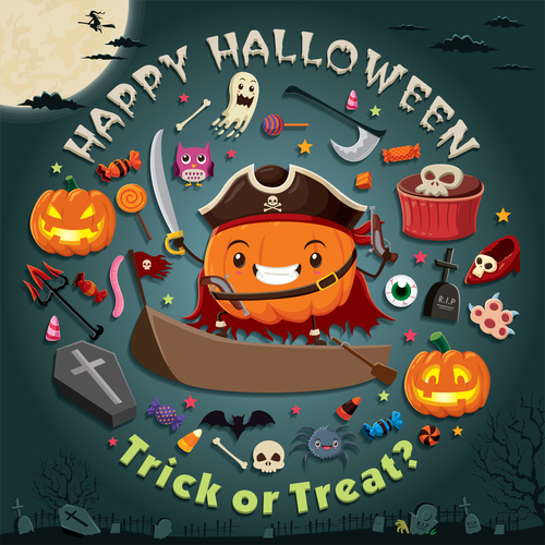 Halloween trick or treat background vector 09