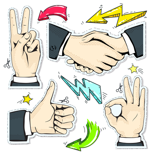 Hand and arrow hand drawing vector