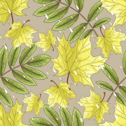 Hand drawn autumn leaves seamless pattern vector