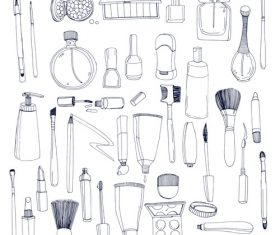 Hand drawn cosmetics elements vectors