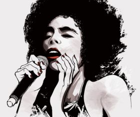 Hand drawn girl sing vector illustration