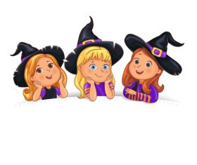Happy Halloween funny children in hat on white background vector