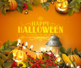 Happy halloween with autumn background vectors