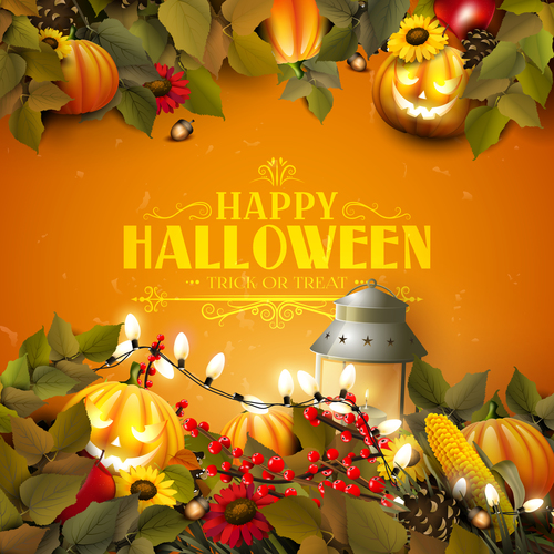 Happy halloween with autumn background vectors