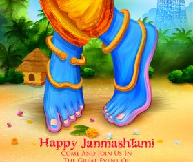 Happy janmashtami festival design vector 01
