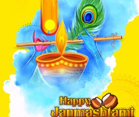 Happy janmashtami festival design vector 03