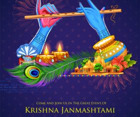 Happy janmashtami festival design vector 04