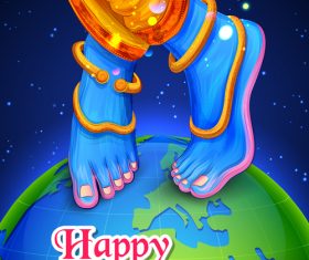 Happy janmashtami festival design vector 06
