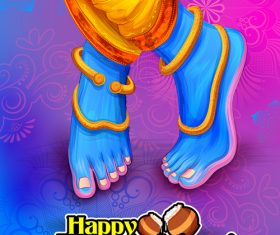 Happy janmashtami festival design vector 09