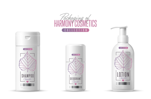 Harmony cosmetics packaging design vector 01