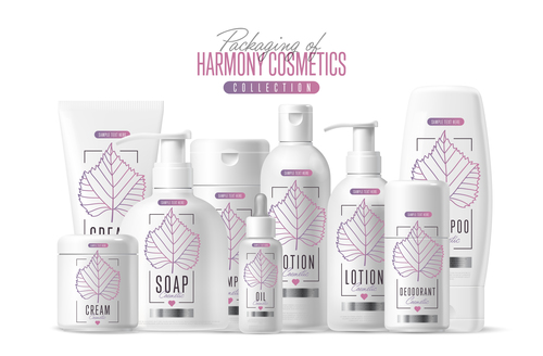 Harmony cosmetics packaging design vector 03