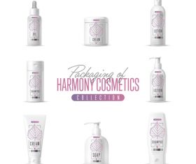 Harmony cosmetics packaging design vector 04
