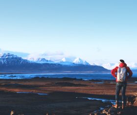 Hiker in iceland Stock Photo