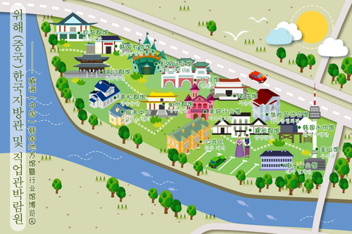 Hot spring map vector style illustration