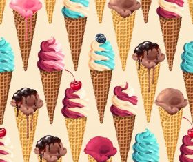 Ice cream seamless pattern vectors design