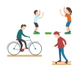 Illustration of characters playing in the park vector