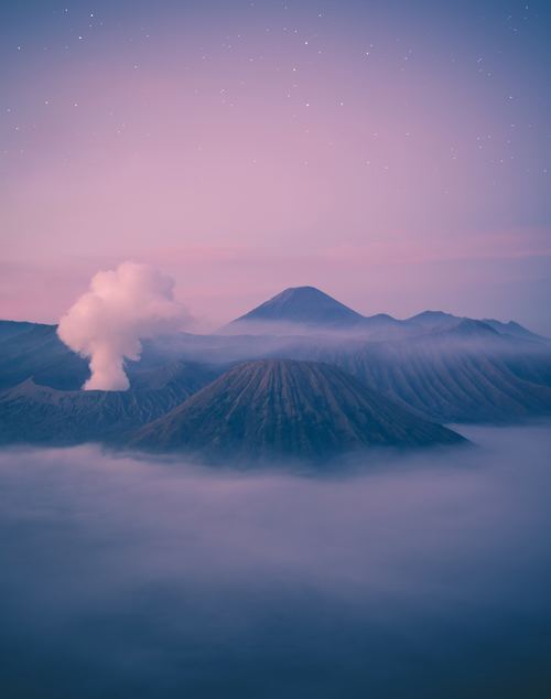 Indonesian volcanic eruption Stock Photo