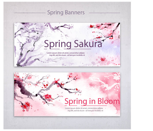 Ink cherry blossom material vector