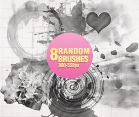 Ink heart with flower Photoshop Brushes