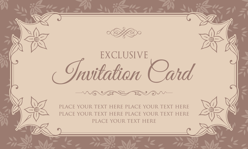 Invitation card template design vintage style vector 01