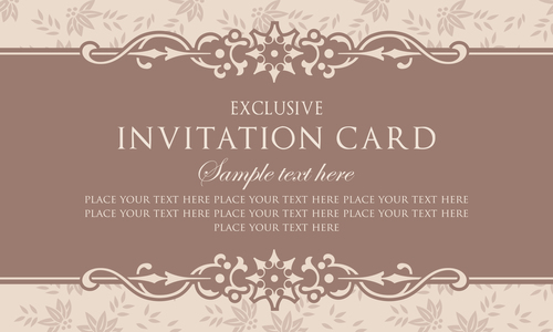 Invitation card template design vintage style vector 03