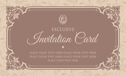 Invitation card template design vintage style vector 05