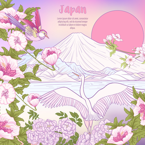 Japan styles hand drawing background vector 03