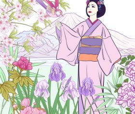 Japan styles hand drawing background vector 04