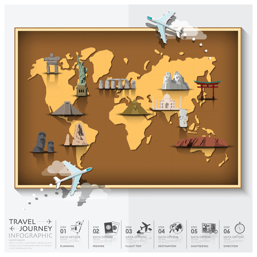 Journey World Map Travel vector 02