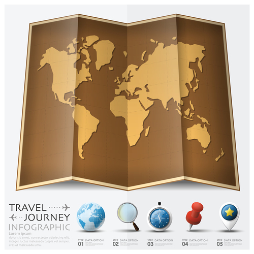 Journey World Map Travel vector 03