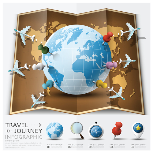 Journey World Map Travel vector 04