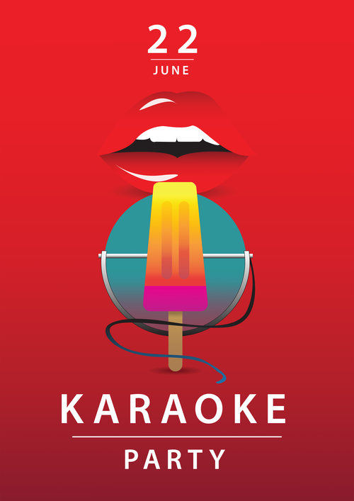 Karaoke party poster template vectors 02