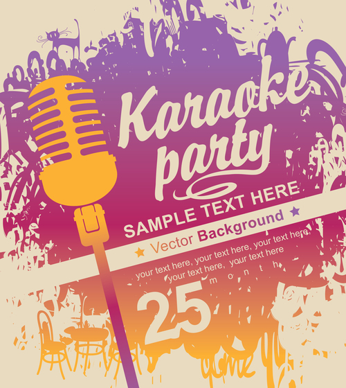 Karaoke party poster template vectors 03