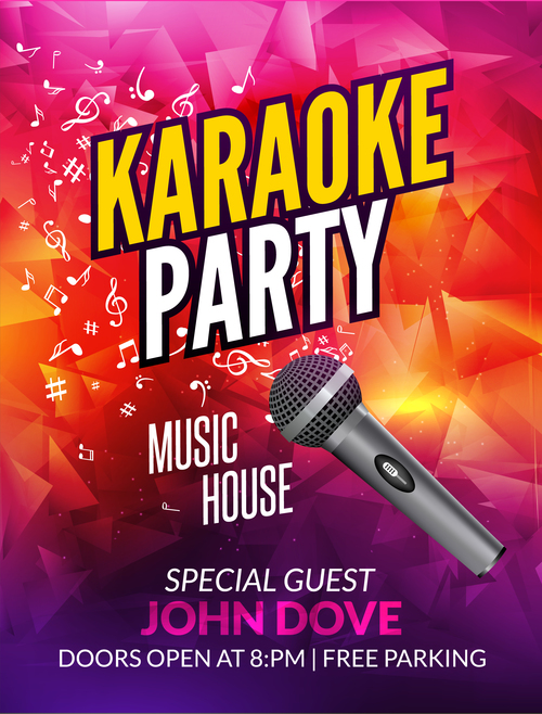 Karaoke party poster template vectors 04