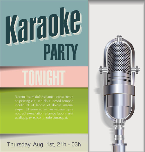 Karaoke party poster template vectors 07