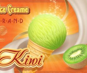 Kiwi ice cream poster vector material